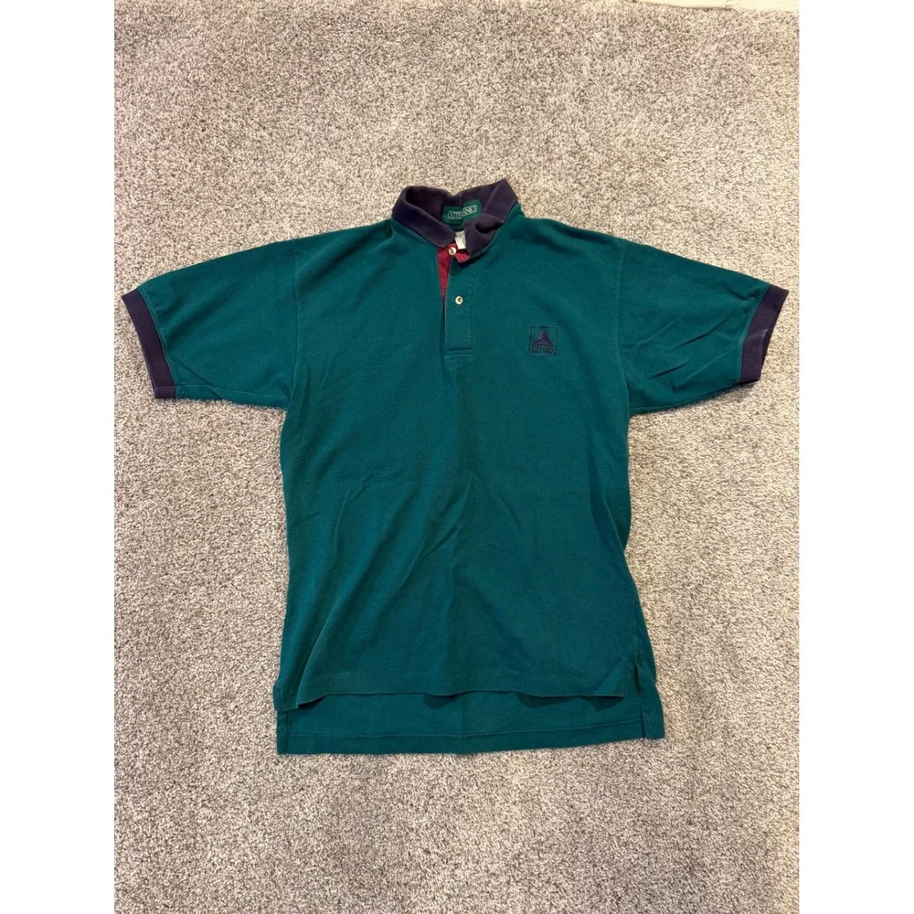 Vintage Citgo Outer Banks Polo Shirt Mens Medium Green Embroidered Pique Cotton*